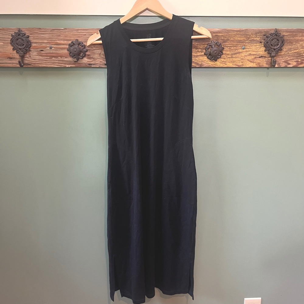 Woolx Cassie Black Merino Wool Sleeveless Midi Dress With Pockets Small